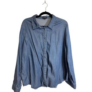 Iman Denim Long Sleeve Button Down‎ Shirt Woman's XL